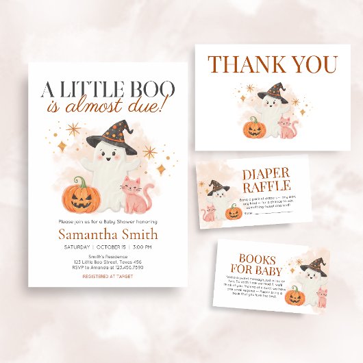 小さなブハロウィーンカボチャ赤ちゃんシャワー 招待状