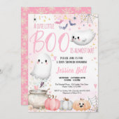 小さなブハロウィーンガールベビーシャワーピンク 招待状 (正面/裏面)