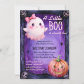 小さなブハロウィーンピンクかわいい幽霊赤ちゃんシャワー 招待状 (正面)