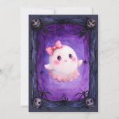 小さなブハロウィーンピンクかわいい幽霊赤ちゃんシャワー 招待状 (裏面)