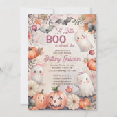 小さなブハロウィーンピンクかわいい幽霊赤ちゃんシャワー 招待状 (正面)