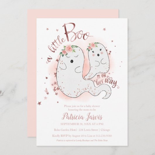 小さなブハロウィーンベイビーシャワー招待状 サンキューカード (正面/裏面)