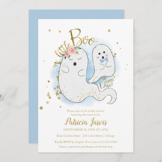 小さなブハロウィーンベイビーシャワー招待状 サンキューカード (正面/裏面)