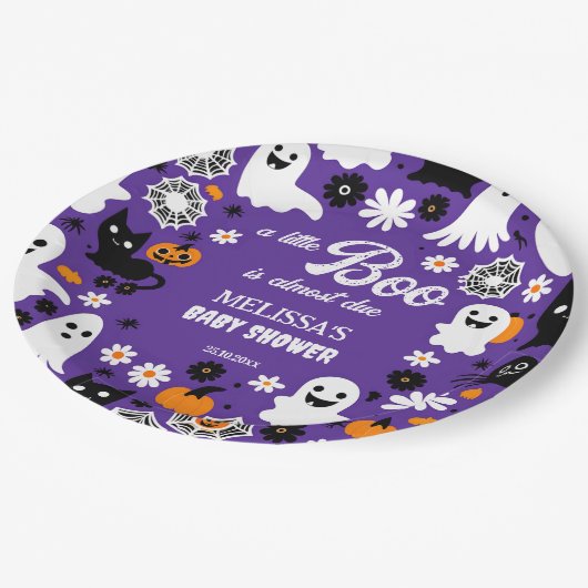 小さなブハロウィーンベイビーシャワー食器 ペーパープレート (アングル)