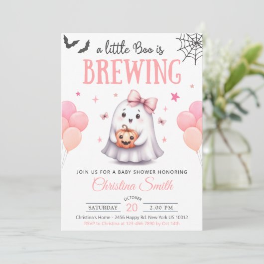 小さなブハロウィーンベビーガールシャワー招待状 招待状 (スタンド正面)