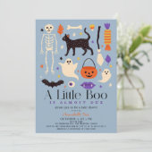 小さなブハロウィーンモチーフ青い男の子の赤ちゃんシャワー 招待状 (スタンド正面)