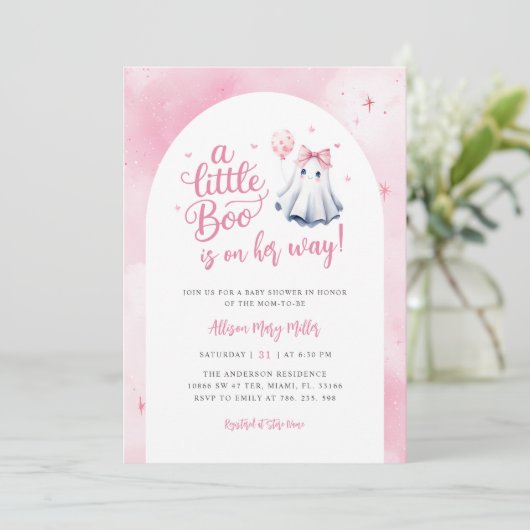 小さなブハロウィーン幽霊赤ちゃんシャワー 招待状 (スタンド正面)