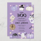 小さなブハロウィーン赤ちゃんシャワーパープル 招待状 (正面/裏面)