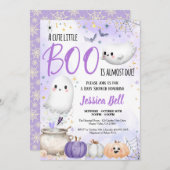 小さなブハロウィーン赤ちゃんシャワーパープル 招待状 (正面/裏面)