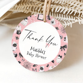 小さなブピンクのハロウィーンの赤ちゃんシャワー フェイバータグ