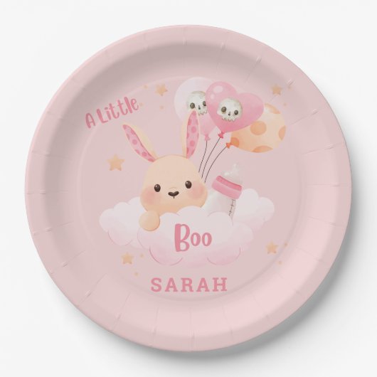 小さなブピンクのハロウィーンの赤ちゃんシャワー ペーパープレート (正面)