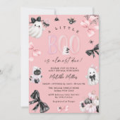 小さなブピンクのハロウィーン女の子の赤ちゃんシャワー 招待状 (正面)