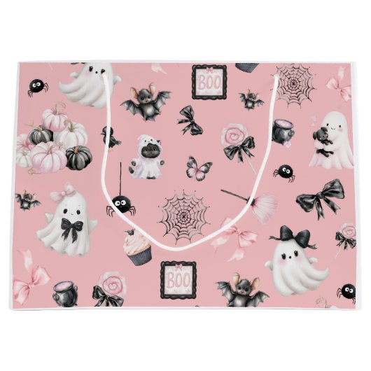 小さなブピンクハロウィーン ラージペーパーバッグ (正面)