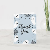 小さなブブルーハロウィーンベイビーシャワー サンキューカード (正面)