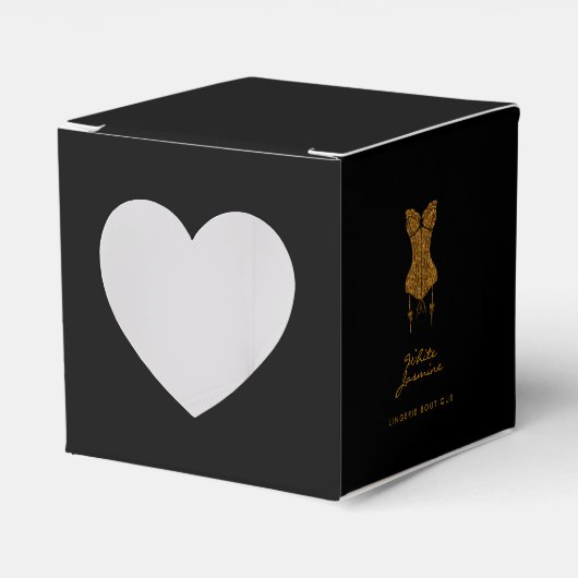 小さなブラックゴールドのグリッター下着専門店 フェイバーボックス (正面サイド)