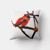 小さなブロンズ、金ゴールド、赤と紫のハミングバード クッション (裏面)