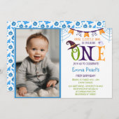 小さなブワンターニングハロウィンフォト誕生日 招待状 (正面/裏面)