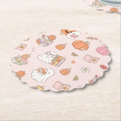 小さなブーお洒落ピンクの本の赤ちゃん ペーパーコースター (アングル)