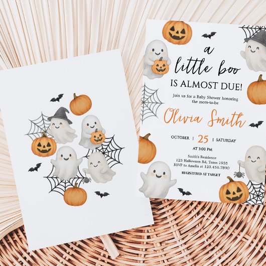 小さなブーかぼちゃのハロウィーンの赤ちゃんシャワー 招待状