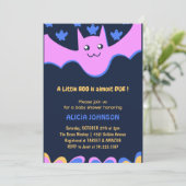 小さなブーかわいいこうもりピンクハロウィーンベイビーシャワー 招待状 (スタンド正面)