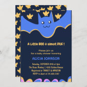 小さなブーかわいいこうもり男の子ハロウィーンの赤ちゃんシャワー 招待状 (正面/裏面)