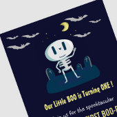 小さなブーかわいいスケルトンハロウィーン1st誕生日 招待状