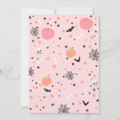 小さなブーかわいいハロウィンピンクの灰色の赤ちゃんシャワー 招待状 (裏面)
