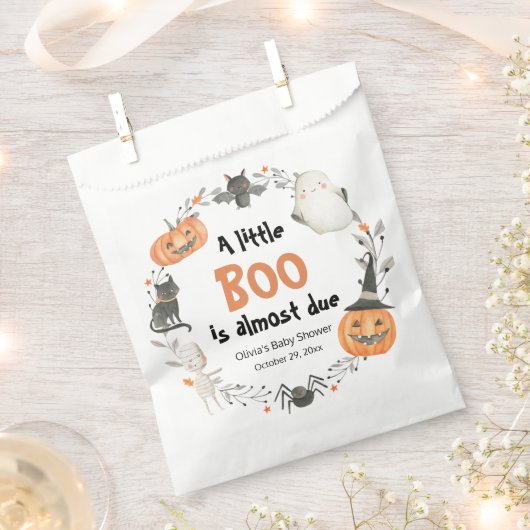 小さなブーかわいいハロウィーンのカボチャの赤ちゃんシャワー フェイバーバッグ (クリップ留めされた状態)