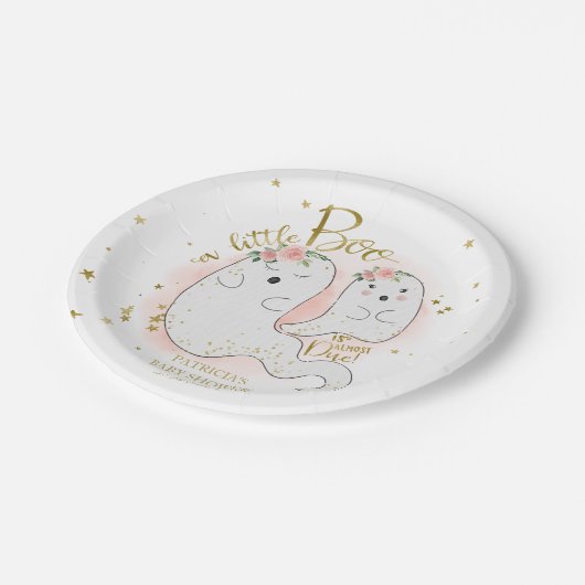 小さなブーかわいいハロウィーンの女の子の赤ちゃんシャワー ペーパープレート (アングル)