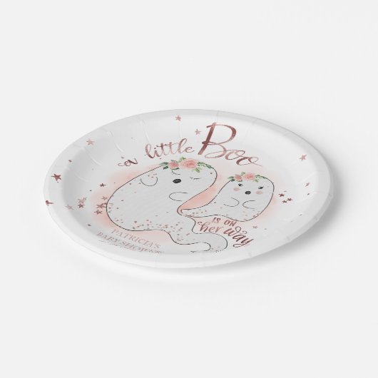 小さなブーかわいいハロウィーンの女の子の赤ちゃんシャワー ペーパープレート (アングル)