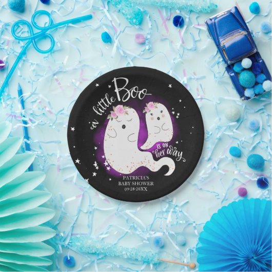 小さなブーかわいいハロウィーンの女の子の赤ちゃんシャワー ペーパープレート (パーティー)