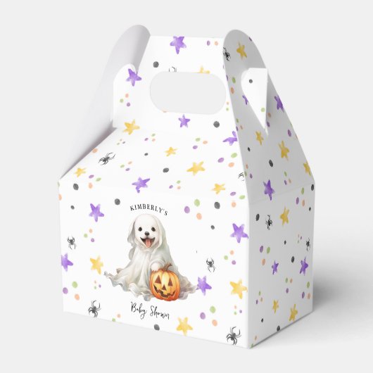 小さなブーかわいいハロウィーンの水の色ベビーシャワー フェイバーボックス (裏面サイド)