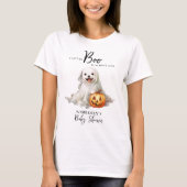 小さなブーかわいいハロウィーンの赤ちゃんシャワー母になる Tシャツ (正面)