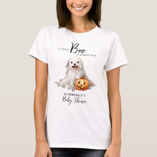 小さなブーかわいいハロウィーンの赤ちゃんシャワー母になる Tシャツ (正面)