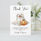 小さなブーかわいいハロウィーンシンプルの赤ちゃんシャワー サンキューカード (スタンド正面)