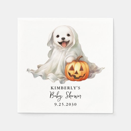 小さなブーかわいいハロウィーンシンプルの赤ちゃんシャワー スタンダードカクテルナプキン (正面)