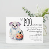 小さなブーかわいいハロウィーンシンプルの赤ちゃんシャワー 招待状 (スタンド正面)