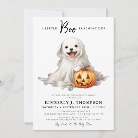 小さなブーかわいいハロウィーンシンプルの赤ちゃんシャワー 招待状 (正面)