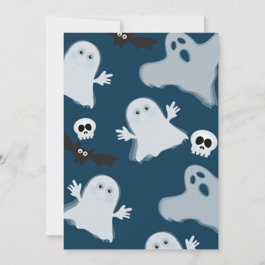 小さなブーかわいいハロウィーン男の赤ちゃんシャワー 招待状 (裏面)