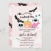 小さなブーかわいいハロウィーン赤ちゃん女の子シャワー 招待状 (正面/裏面)