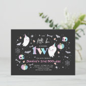 小さなブーかわいいピンク幽霊ハロウィーン2nd誕生日 招待状 (スタンド正面)