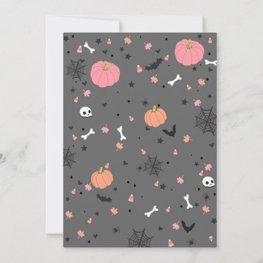 小さなブーかわいい幽霊ハロウィンピンクの赤ちゃんシャワー 招待状 (裏面)