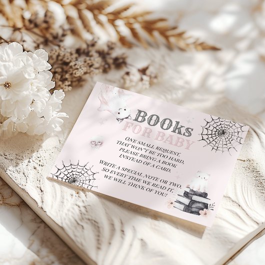 小さなブーかわいい幽霊ハロウィンベビーガールシャワー エンクロージャーカード