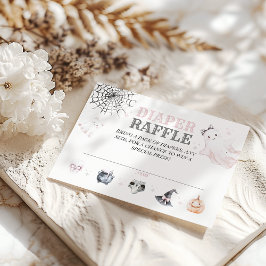 小さなブーかわいい幽霊ハロウィンベビーガールシャワー エンクロージャーカード