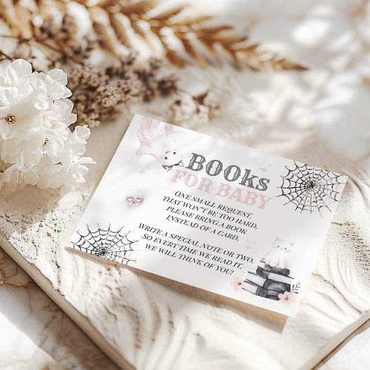 小さなブーかわいい幽霊ハロウィンベビーガールシャワー エンクロージャーカード