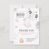 小さなブーかわいい幽霊ハロウィンベビーガールシャワー サンキューカード (正面)