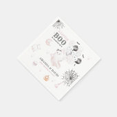 小さなブーかわいい幽霊ハロウィンベビーガールシャワー スタンダードカクテルナプキン (角)