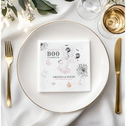 小さなブーかわいい幽霊ハロウィンベビーガールシャワー スタンダードカクテルナプキン