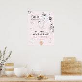 小さなブーかわいい幽霊ハロウィンベビーガールシャワー ポスター (キッチン)