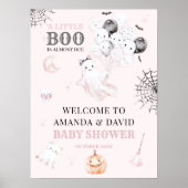小さなブーかわいい幽霊ハロウィンベビーガールシャワー ポスター (正面)